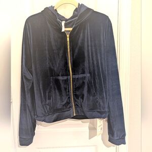 Fabletics Donna Plush Velour Hoodie Deep Navy‎ Relaxed Fit XL